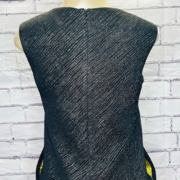 Milly Womens Black Metallic Sleeveless V-Neck Wool Shift Dress Size 4 - Picture 4 of 9